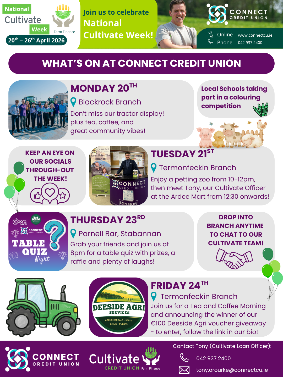 What's on at Connect Credit Union for Cultivate Week...